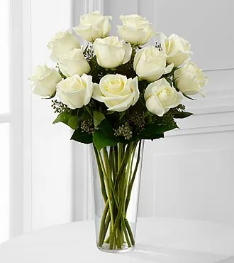 The White Rose Bouquet - VASE INCLUDED