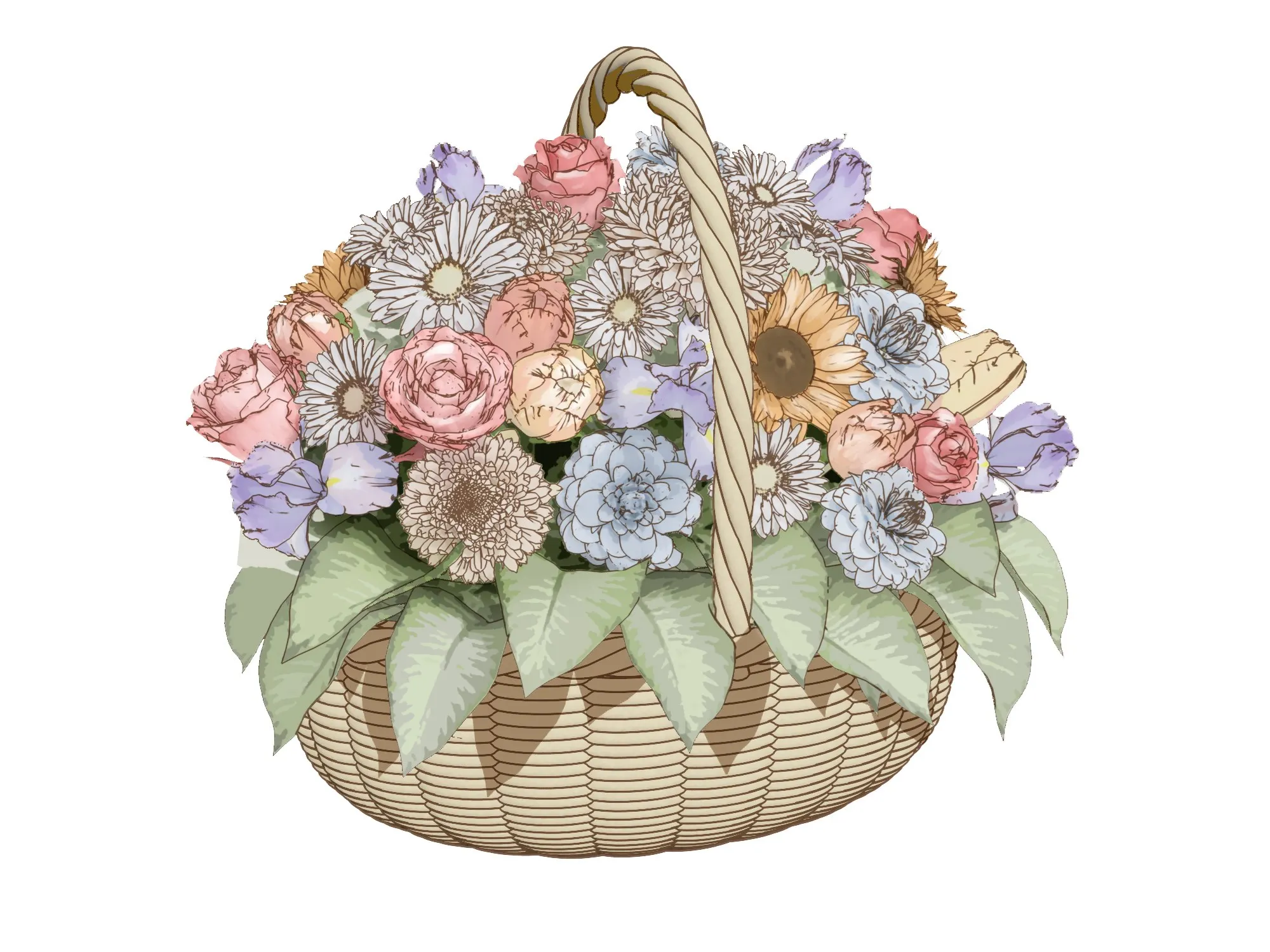 BASKET ARRANGEMENT OF FLOWERS