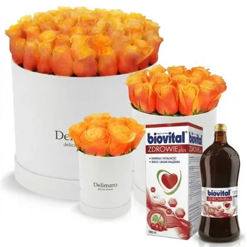 Tea Roses in White Box + Biovital